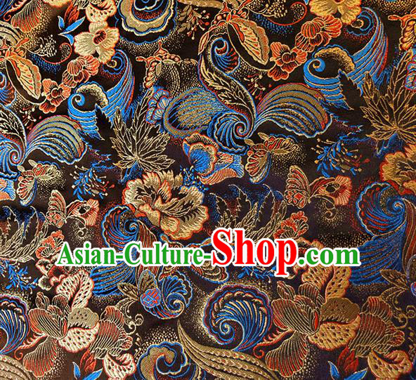 Asian Chinese Traditional Phalaenopsis Pattern Design Brown Brocade Cheongsam Fabric Silk Material Asian Chinese Traditional Phalaenopsis Pattern Design Brown Brocade Cheongsam Fabric Silk Material