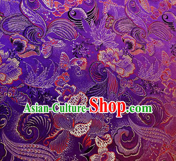 Asian Chinese Traditional Phalaenopsis Pattern Design Purple Brocade Cheongsam Fabric Silk Material Asian Chinese Traditional Phalaenopsis Pattern Design Purple Brocade Cheongsam Fabric Silk Material