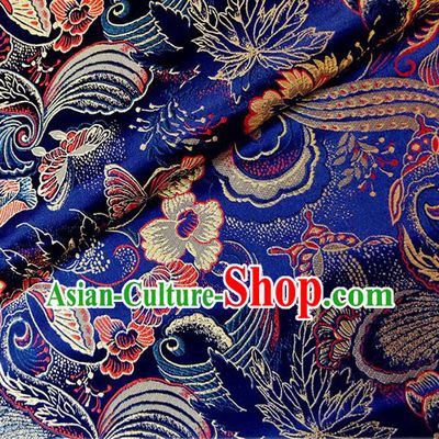 Asian Chinese Traditional Phalaenopsis Pattern Design Royalblue Brocade Cheongsam Fabric Silk Material