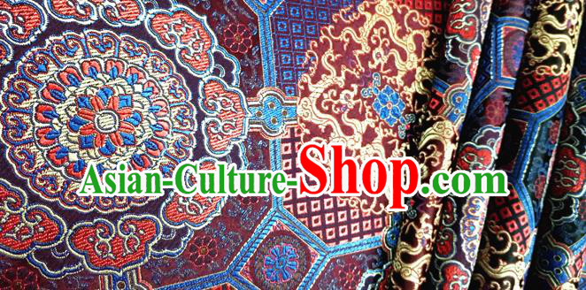 Asian Chinese Traditional Pattern Design Purplish Red Brocade Cheongsam Fabric Silk Material Asian Chinese Traditional Pattern Design Purplish Red Brocade Cheongsam Fabric Silk Material