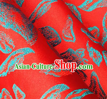 Asian Chinese Traditional Rose Petals Pattern Design Red Brocade Cheongsam Fabric Silk Material Asian Chinese Traditional Rose Petals Pattern Design Red Brocade Cheongsam Fabric Silk Material