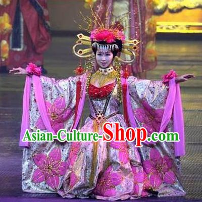 Chinese The Romantic Show of Songcheng Queen Dance Pink Dress Stage Performance Palace Feast Costume and Headpiece for Women