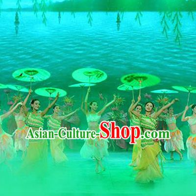 Chinese The Romantic Show of Songcheng West Lake Legend Dance Green Dress Stage Performance Costume for Women