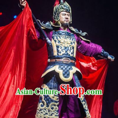 Chinese The Romantic Show of Songcheng General Helmet and Body Armour Stage Performance Dance Costume for Men