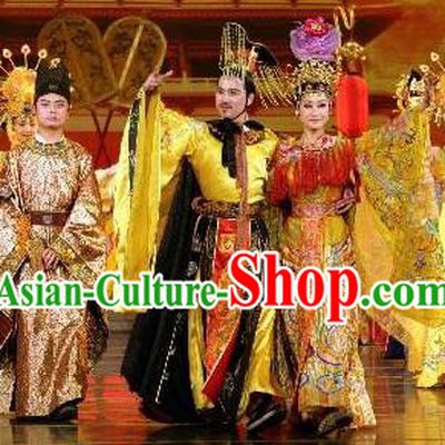 Chinese The Dream of Tang Dynasty Xuan Emperor and Imperial Consort Yang Stage Show Costumes for Women for Men