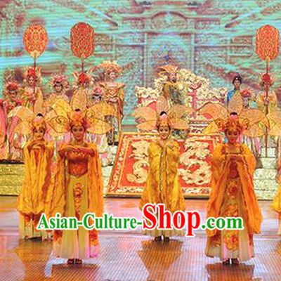Chinese The Romantic Show of Songcheng Imperial Consort Dance Dress Stage Performance Goddess Costume and Headpiece for Women