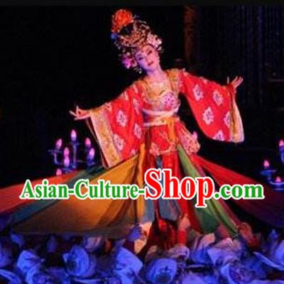 Chinese The Long Regret Tang Dynasty Consort Yang Dance Red Dress Stage Performance Costume for Women