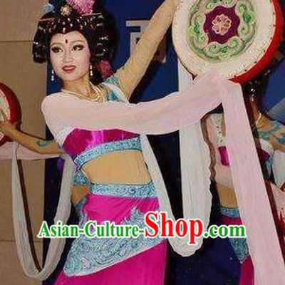 Chinese The Long Regret Tang Dynasty Court Dance Rosy Dress Stage Performance Costume for Women