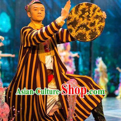 Chinese Back to the Silk Road Uyghur Nationality Ethnic Dance Stage Performance Costume for Men