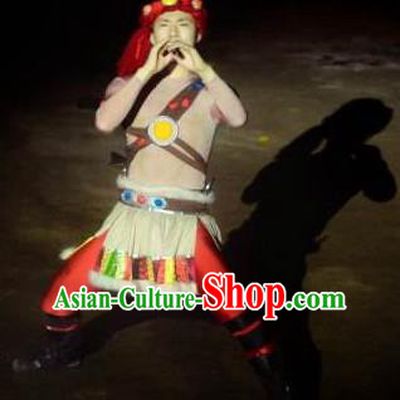 Chinese Love Song of Lijiang Ancient Ethnic Stage Performance Dance Costume for Men