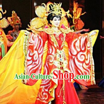 Chinese The Romantic Show of Jiuzhai Court Concubine Dance Dress Stage Performance Costume and Headpiece for Women