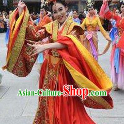 Chinese The Romantic Show of Mingyue Classical Dance Red Dress Stage Performance Costume for Women