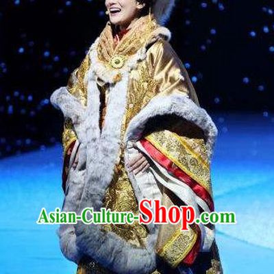 Chinese Princess Wencheng Ancient Drama Dance Winter Dress Stage Performance Costume and Headpiece for Women