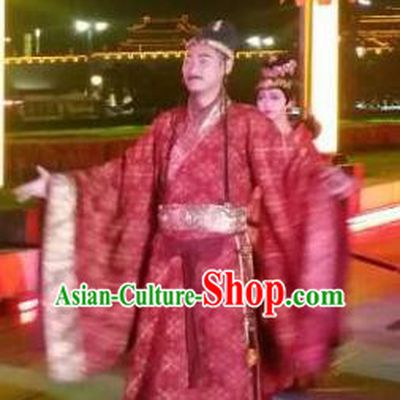 Chinese Chang An Impression Ancient Tang Dynasty Minister Stage Performance Dance Red Costume for Men