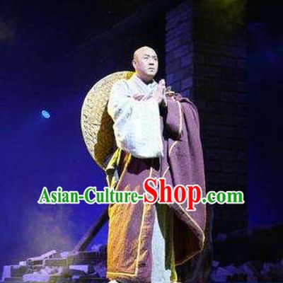 Chinese Dharma Legends in Famen Temple Ancient Tang Dynasty Buddhist Monk Cassock Stage Performance Costume for Men