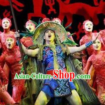 Chinese The Ship Legend of Huashan Zhuang Nationality Stage Performance Dance Costume for Men