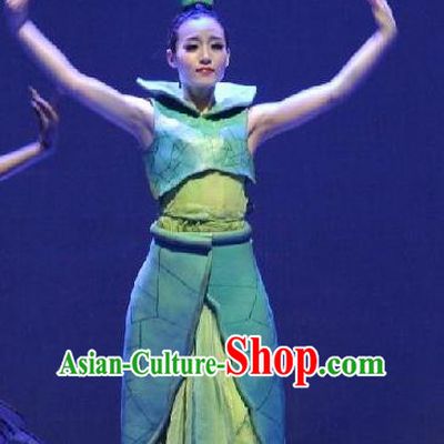 Chinese Back to Song Dynasty Classical Vase Dance Green Dress Stage Performance Costume for Women