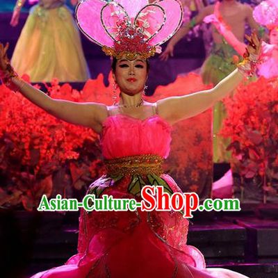 Chinese Magic Ganpo Impression Opening Dance Dress Stage Performance Costume and Headpiece for Women