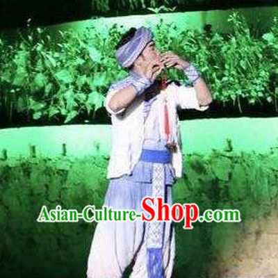 Chinese Dushan Ceremony Bouyei Nationality Dance Stage Performance Costume for Men