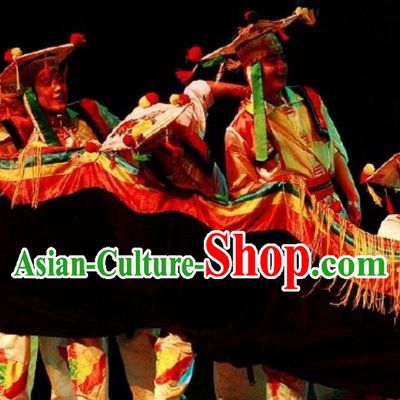 Chinese Impression of Lijiang Naxi Nationality Ethnic Ceremony Dance Stage Performance Costume for Men