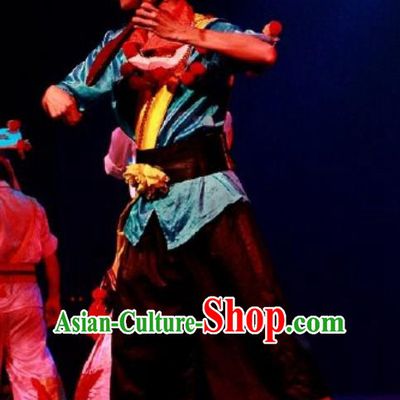 Chinese Impression of Lijiang Naxi Nationality Ethnic Wedding Dance Stage Performance Costume for Men