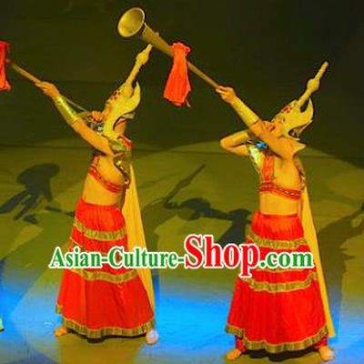 Chinese Lishui Jinsha Nationality Dance Red Clothing Ethnic Stage Performance Costume for Men