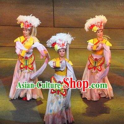 Chinese Lishui Jinsha Bai Nationality Dance Dress Ethnic Wedding Stage Performance Costume and Headpiece for Women