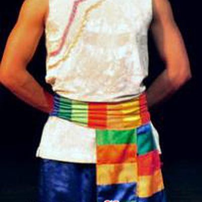 Chinese Lishui Jinsha Yi Nationality Dance White Clothing Ethnic Stage Performance Costume for Men