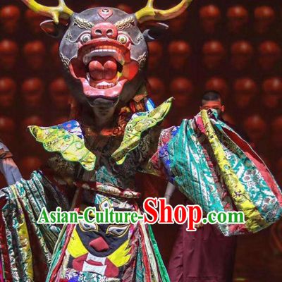 Chinese Encounter Shangri La Impression Tibetan Ethnic Sacrifice Dance Robe Stage Performance Costume for Men
