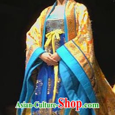 Chinese Encore Dunhuang Tang Dynasty Court Dance Golden Dress Stage Performance Costume and Headpiece for Women