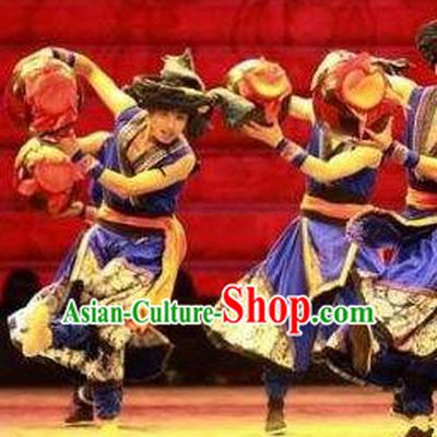 Chinese Jin Show Dan Zhai Miao Nationality Folk Dance Clothing Stage Performance Costume for Men