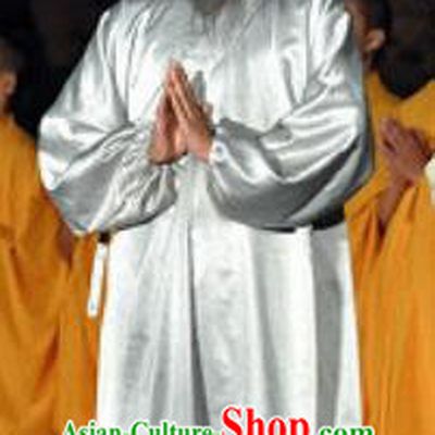 Chinese Shaolin Zen Music Ritual Monk Grey Outfits Stage Performance Costume for Men