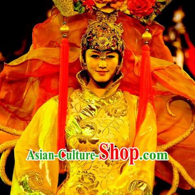 Chinese Picturesque Huizhou Opera Qing Dynasty Palace Lady Dress Stage Performance Costume and Headpiece for Women