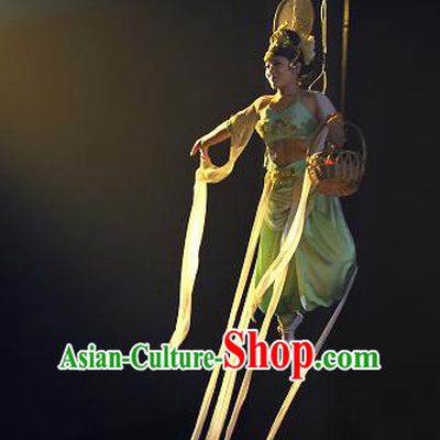 Chinese Picturesque Huizhou Opera Peri Classical Dance Dress Stage Performance Costume and Headpiece for Women