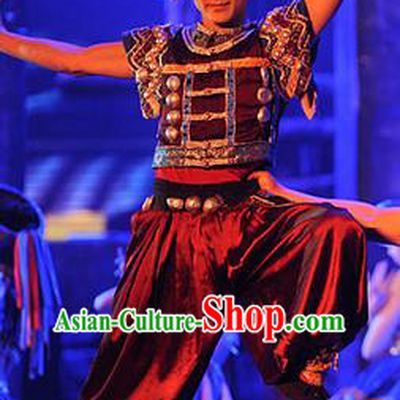 Chinese Charm Xiangxi Tujia Nationality Male Clothing Stage Performance Dance Costume for Men