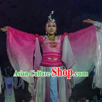 Chinese Dream Of Tao Classical Dance Pink Dress Stage Performance Costume and Headpiece for Women
