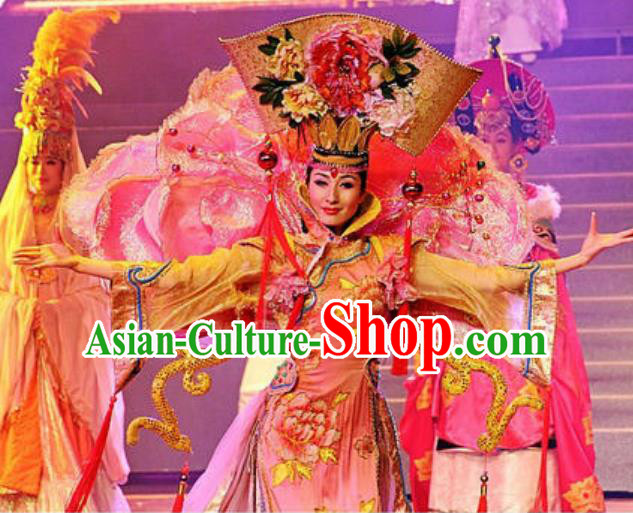 Chinese Oriental Apparel Manchu Classical Dance Dress Stage Performance Ethnic Costume and Headpiece for Women Chinese Oriental Apparel Manchu Classical Dance Dress Stage Performance Ethnic Costume and Headpiece for Women
