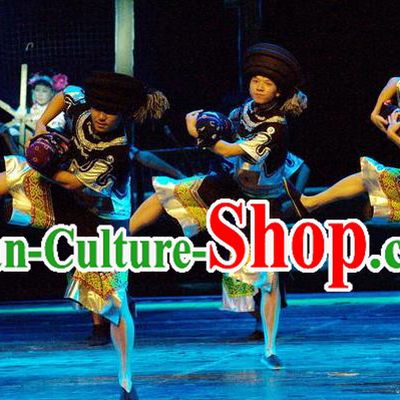 Chinese Thorn Quinoa Flowers Tujia Nationality Male Clothing Stage Performance Dance Costume for Men