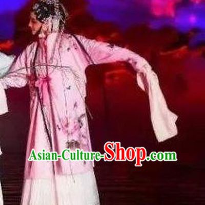 Chinese The Dream Of The Peony Pavilion Opera Du Liniang Dance Pink Dress Stage Performance Costume and Headpiece for Women