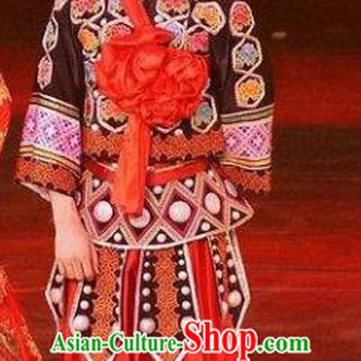 Chinese Charm Xiangxi Tujia Nationality Wedding Clothing Stage Performance Dance Costume for Men