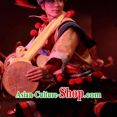 Chinese Wind Of Colorful Guizhou Yi Nationality Dance Clothing Stage Performance Dance Costume for Men