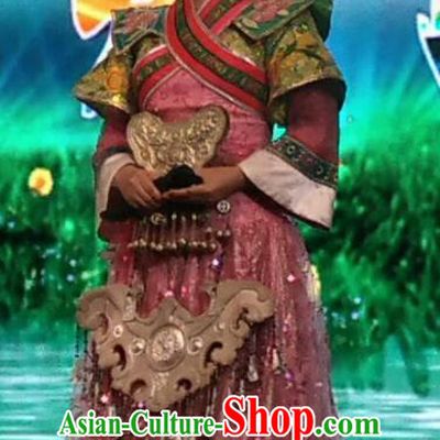 Chinese Wind Of Colorful Guizhou Miao Nationality Ethnic Dance Wedding Dress Stage Performance Costume and Headpiece for Women