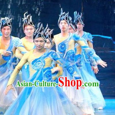 Chinese Wind Of Colorful Guizhou Dance Blue Clothing Stage Performance Dance Costume for Men