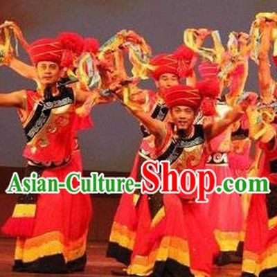 Chinese Wind Of Colorful Guizhou Miao Nationality Dance Red Clothing Stage Performance Dance Costume for Men