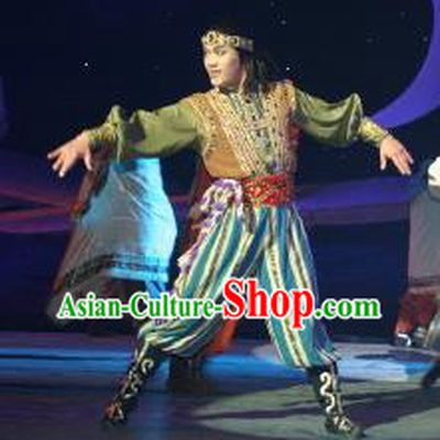 Chinese The Moon Rising On The Helan Mountain Hui Nationality Clothing Stage Performance Dance Costume for Men