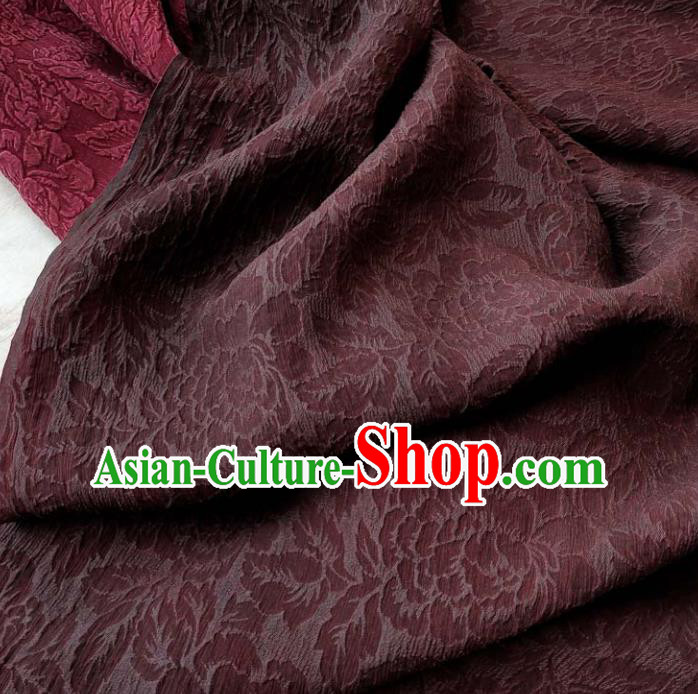 Traditional Chinese Classical Peony Pattern Wine Red Gambiered Guangdong Gauze Silk Fabric Ancient Hanfu Dress Silk Cloth Traditional Chinese Classical Peony Pattern Wine Red Gambiered Guangdong Gauze Silk Fabric Ancient Hanfu Dress Silk Cloth