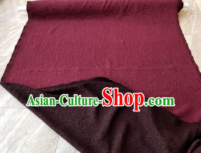Traditional Chinese Classical Peony Pattern Wine Red Gambiered Guangdong Gauze Silk Fabric Ancient Hanfu Dress Silk Cloth Traditional Chinese Classical Peony Pattern Wine Red Gambiered Guangdong Gauze Silk Fabric Ancient Hanfu Dress Silk Cloth