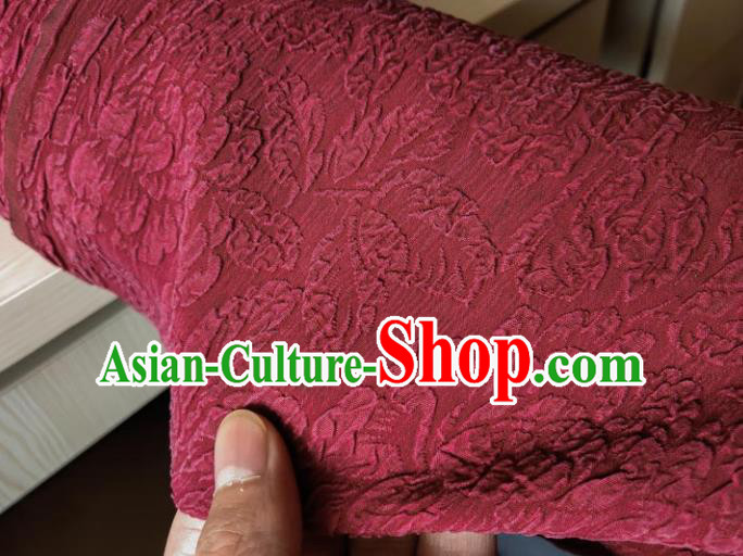 Traditional Chinese Classical Peony Pattern Wine Red Gambiered Guangdong Gauze Silk Fabric Ancient Hanfu Dress Silk Cloth Traditional Chinese Classical Peony Pattern Wine Red Gambiered Guangdong Gauze Silk Fabric Ancient Hanfu Dress Silk Cloth
