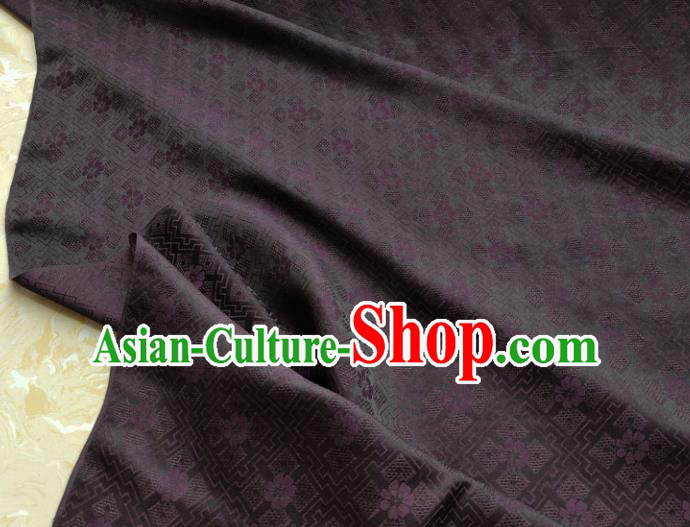 Traditional Chinese Classical Pattern Deep Purple Gambiered Guangdong Gauze Silk Fabric Ancient Hanfu Dress Silk Cloth
