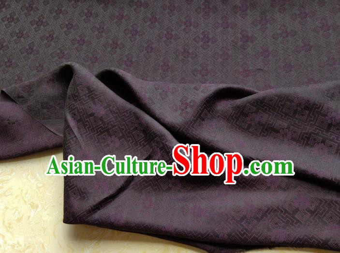 Traditional Chinese Classical Pattern Deep Purple Gambiered Guangdong Gauze Silk Fabric Ancient Hanfu Dress Silk Cloth